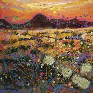 Deborah Phillips_Hot Fiery Sunset_Hand Embellished Signed Limited Edition_15x15