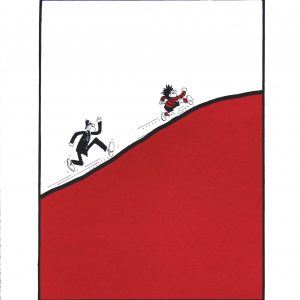 Dennis the Menace Chased by a Policeman Up a Hill_Medium_Unframed_19x15