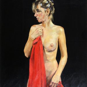 Jack Morrocco_Nude with Red Drape_Oil_23x17