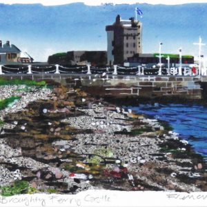 1 Stephen French _Original_Mixed Media_ broughty Ferry Castle III_ unframed 6x10- framed 14 x 18 (2)