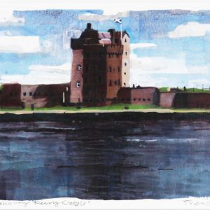 1 Stephen French _Original_Mixed Media_ broughty Ferry Castle I_ unframed 6x10- framed 14 x 18 (2)