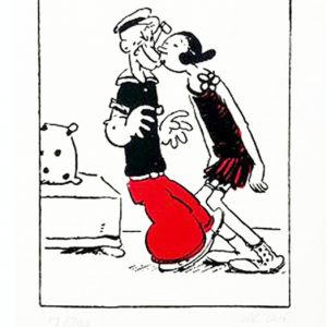 olive kissing a startled Popeye unframed