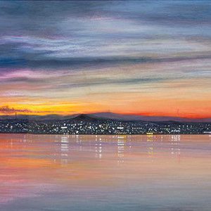 Sunset Over Dundee Wynne Carter, Deluxe Size, Unframed, 14 x 55, 22 x 63, £450 Framed, £250 Framed
