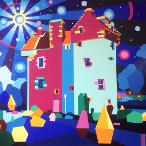 Moonlight On Claypotts Castle, 30 x 30, 33 x 33, Acrylic, £1,500, Unframed