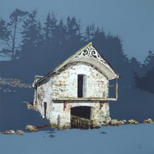 Boathouse, Drumore Loch, Glen Shee (size 24 x 24 inches)