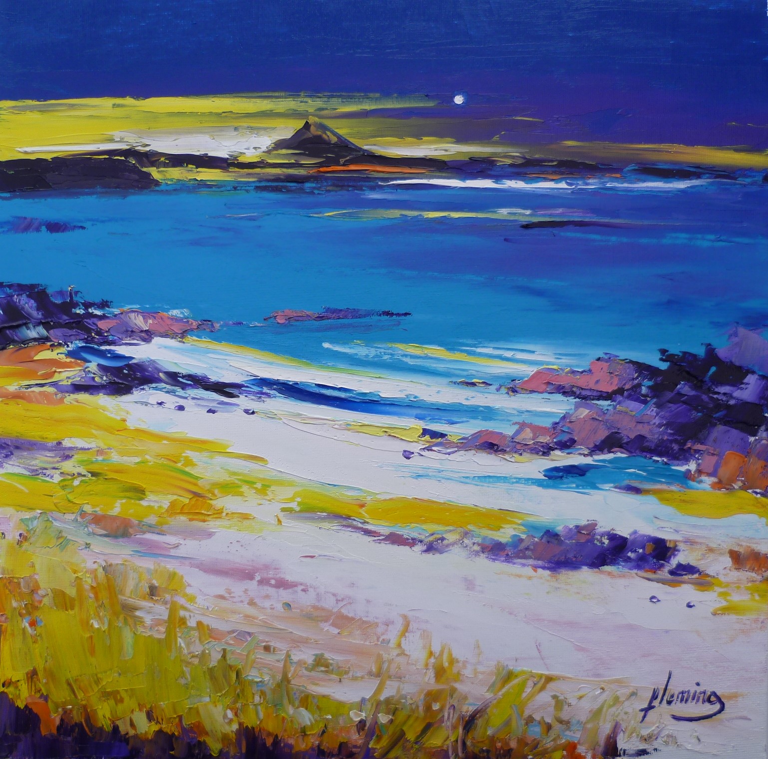 12.Balnahard Bay Colonsay, with Autumn Moon over Ben More, Mull