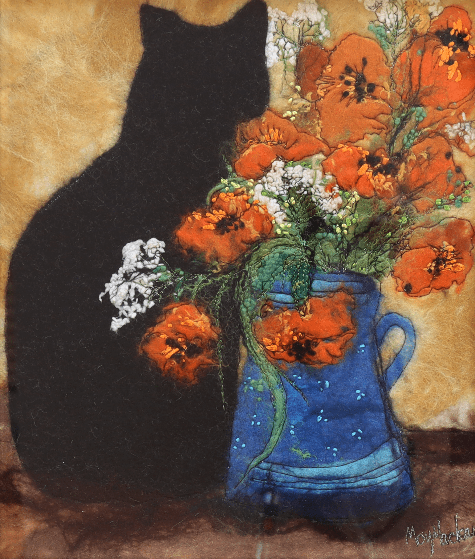 Moy_Mackay_Black_Cat_with_orange_flowers-min