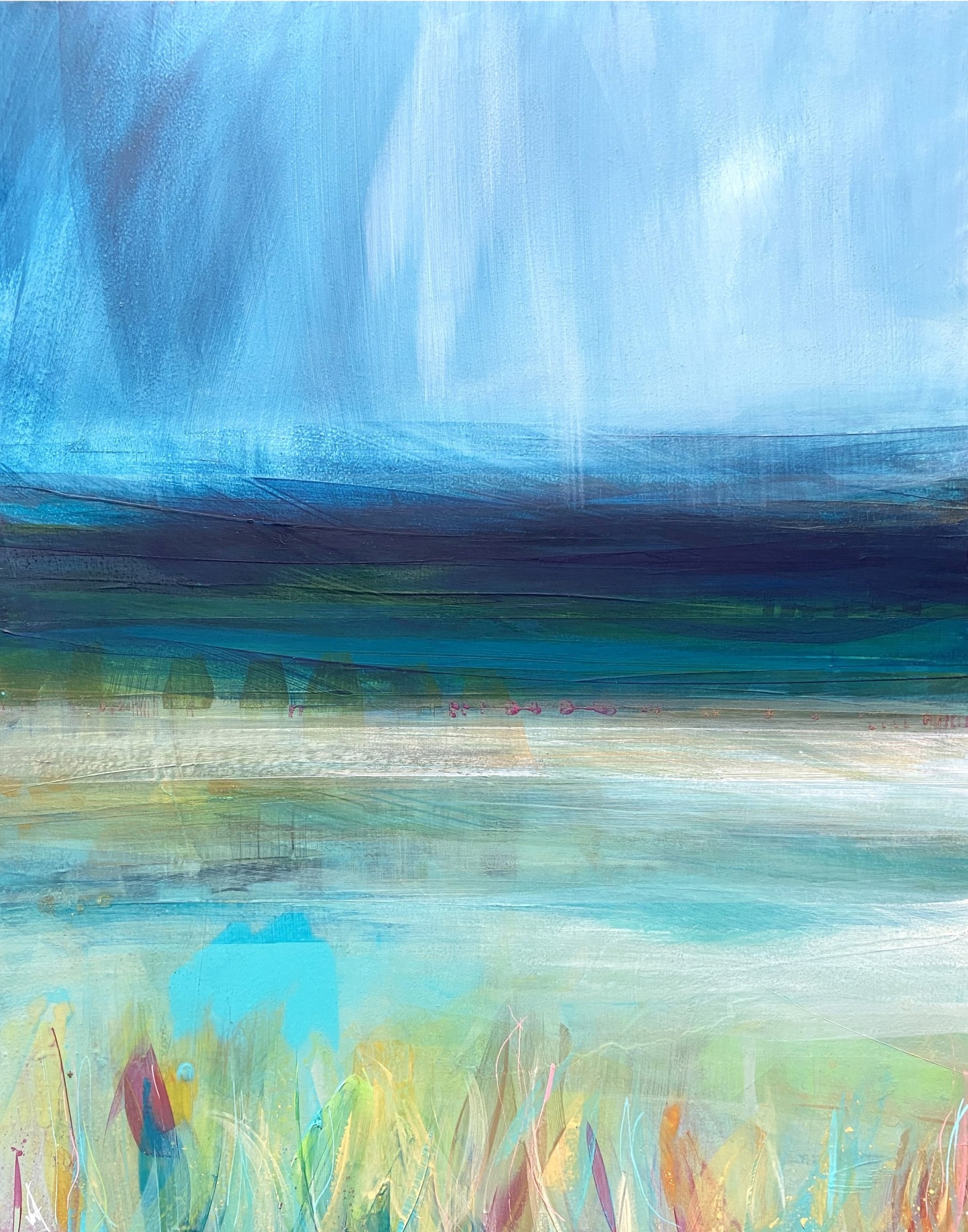 thumbnail_2. Wild Flowers by the Rottal Burn 40.5cm x 51cm (framed 44.5cm x 55cm ) Acrylic on wood panel £745 VICTORIA WYLIE-min