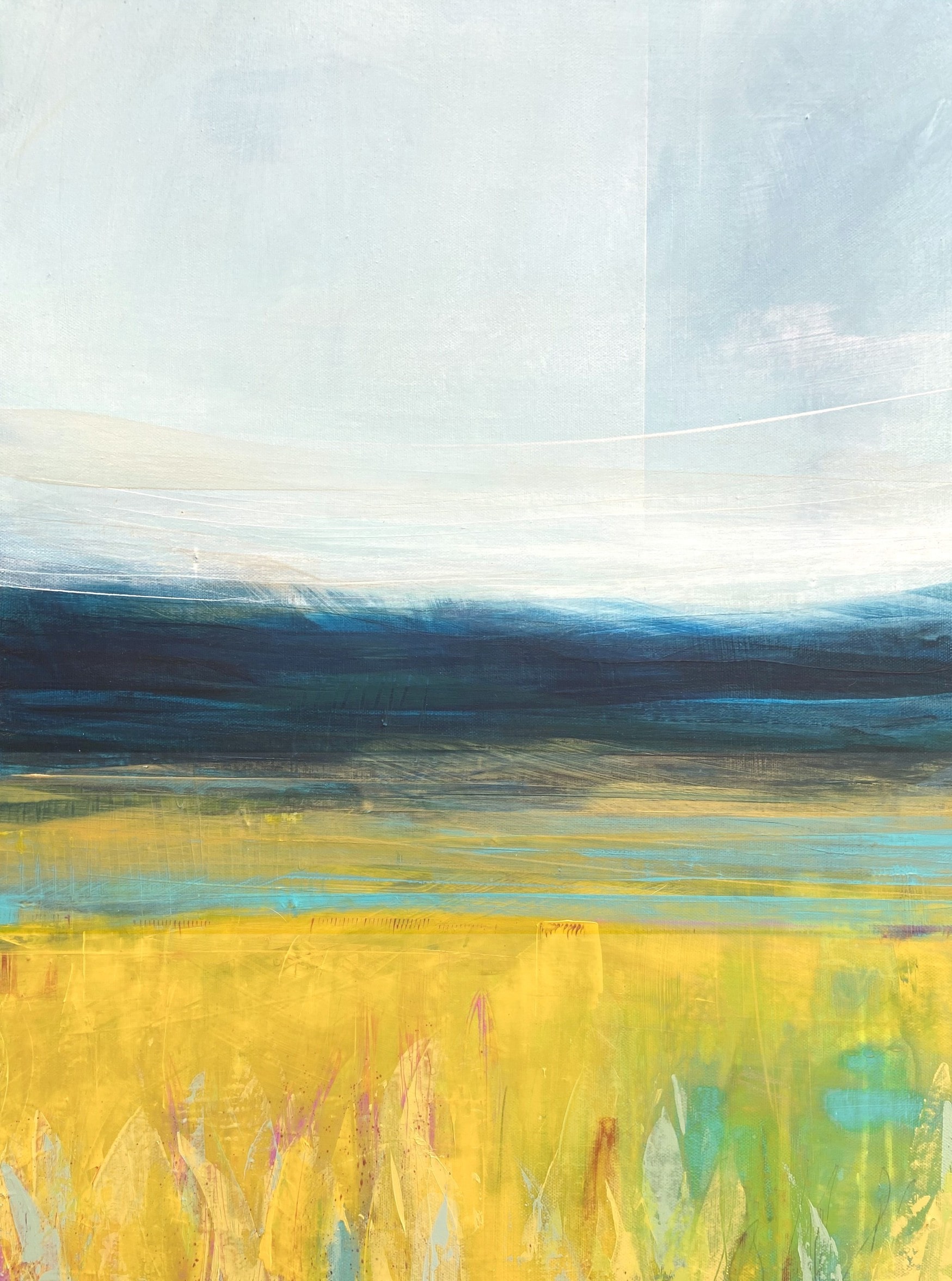 thumbnail_4. Fireweed in the Evening Corn, Angus 46 x 61cm (framed 50cm x 65cm) Acrylic on canvas £850 VICTORIA WYLIE-min