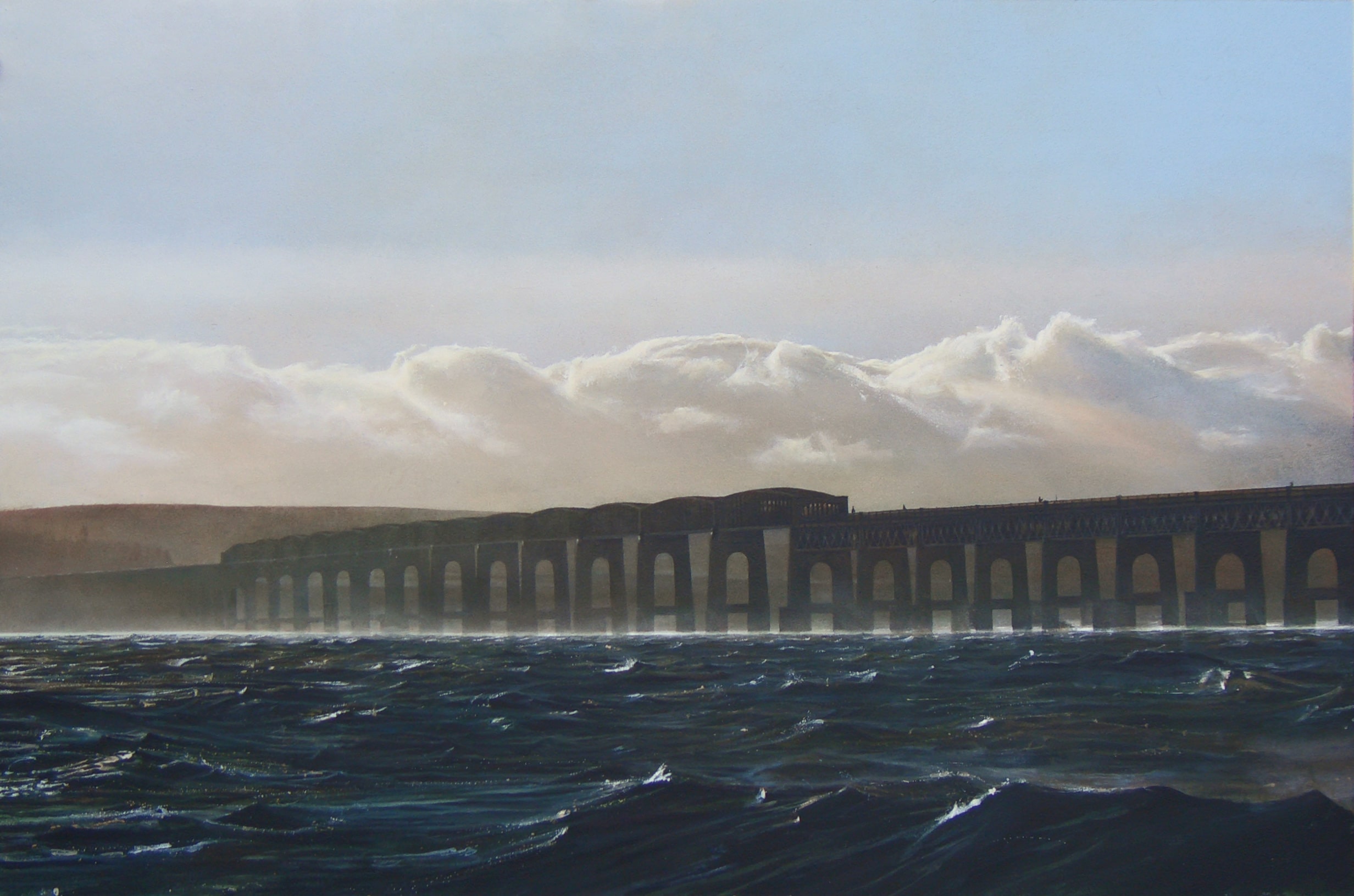37 Tay Rail Bridge, November Storm (size 36 x 24 inches)-min