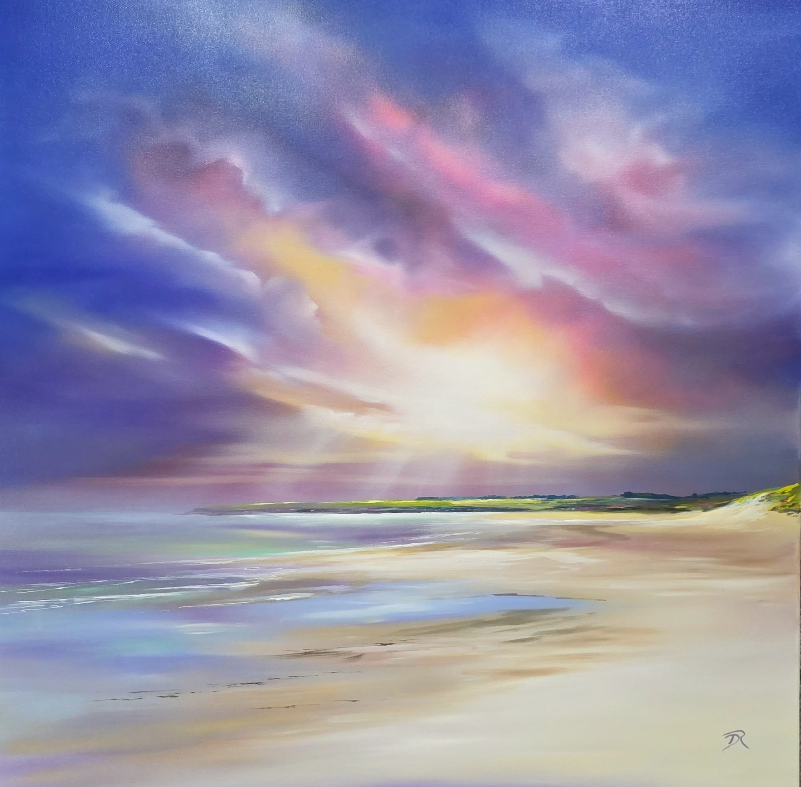 Lunan Bay's Warm Storm Light 76x76cm oil on canvas £1995-min
