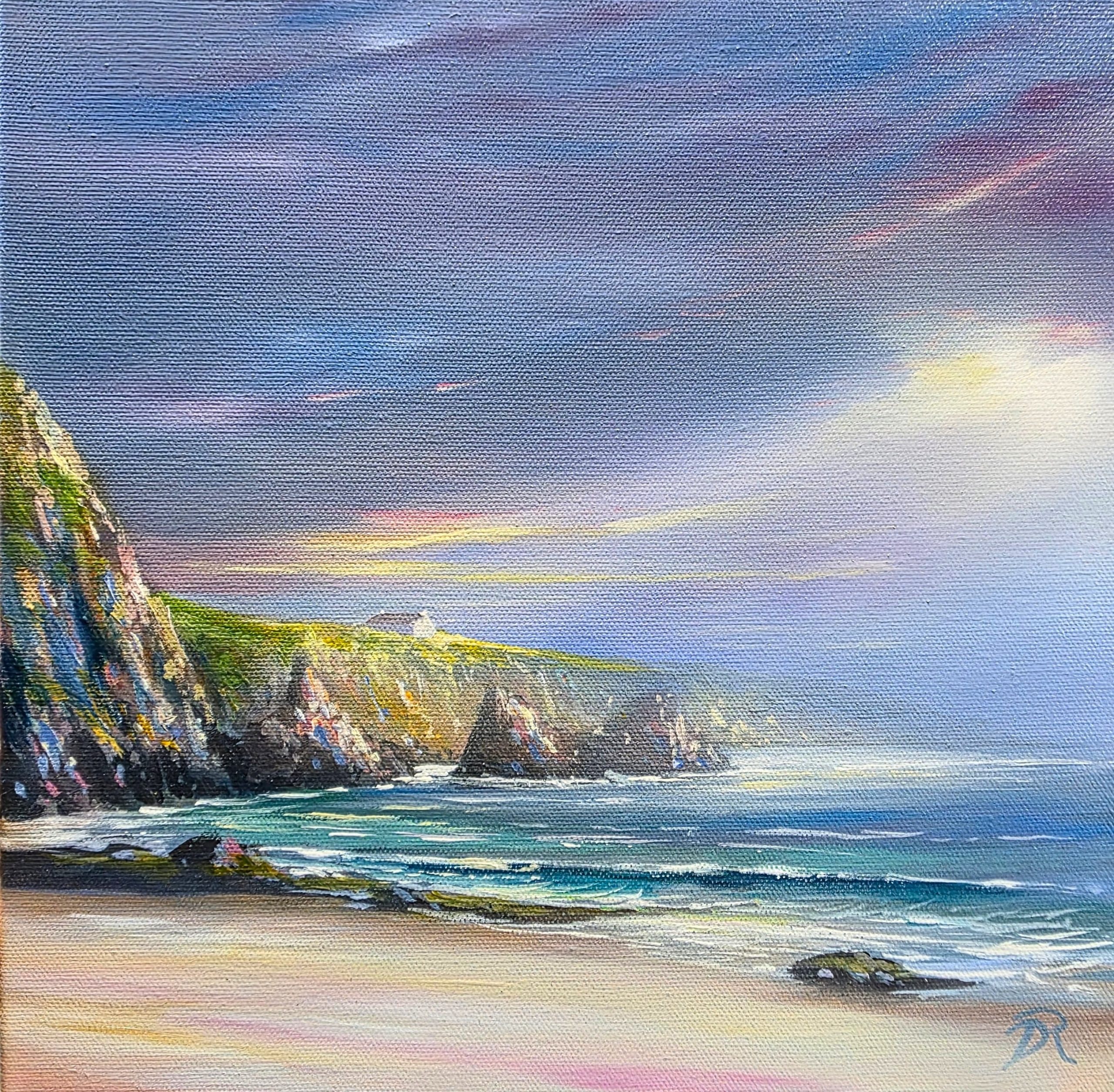 St Cyrus, Storms End 30x30cm Oil on Canvas £625-min
