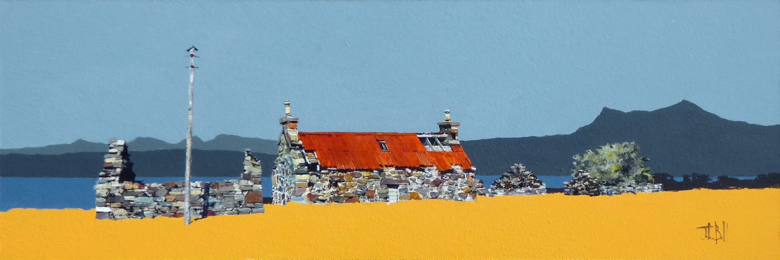 No Roof and Rusty Roof, Little Loch Broom (size 18 x 6 inches) (1)